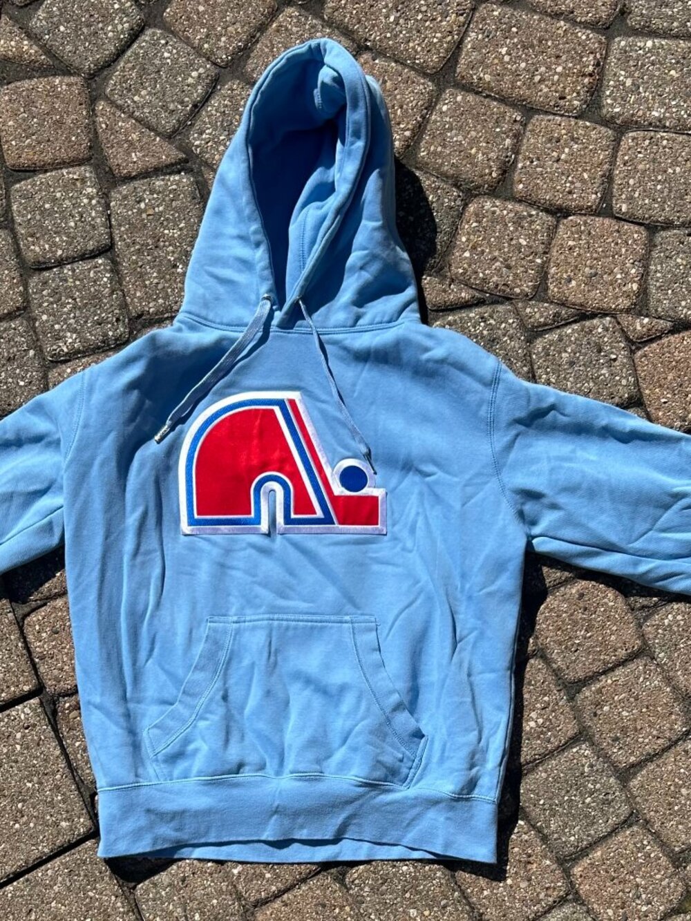 Quebec Nordiques Light Blue Hoodie Large NHL Hockey Retro Colorado